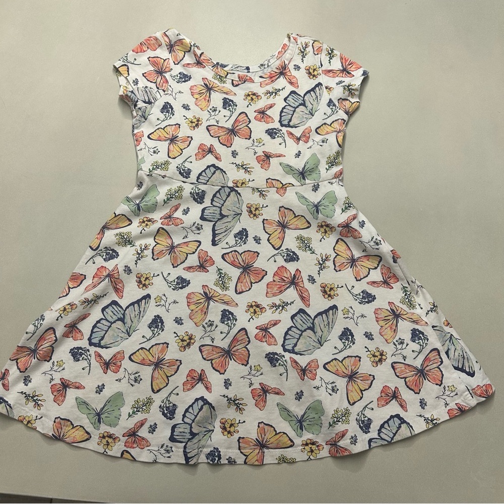 George Multicolor Butterfly and Flowers Girls Dress. Size 6